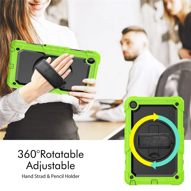 Für Lenovo Tab M10 Plus (3. Generation) / Xiaoxin Pad 2022 10,6 Zoll 125FU / 128FU Silikon+PC Schutzhülle mit Schultergurt, kratzfestem Cover, stoßfestes, tragbares Tablet-Ständer-Case - Gelb Grün