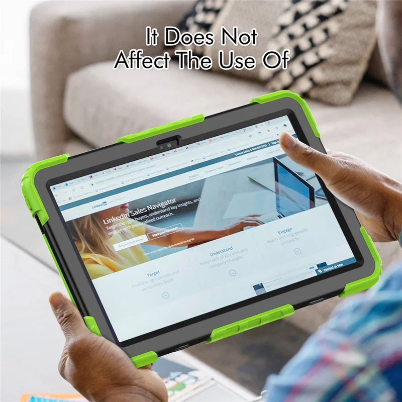 Für Lenovo Tab M10 Plus (3. Generation) / Xiaoxin Pad 2022 10,6 Zoll 125FU / 128FU Silikon+PC Schutzhülle mit Schultergurt, kratzfestem Cover, stoßfestes, tragbares Tablet-Ständer-Case - Gelb Grün