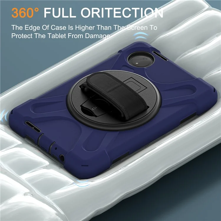 Étui de protection pour Xiaomi Redmi Pad SE 4G 8,7 pouces avec support, en TPU et PC silicone, avec sangle d'épaule - Bleu marine