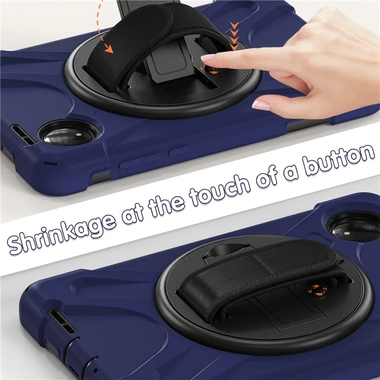 Étui de protection pour Xiaomi Redmi Pad SE 4G 8,7 pouces avec support, en TPU et PC silicone, avec sangle d'épaule - Bleu marine