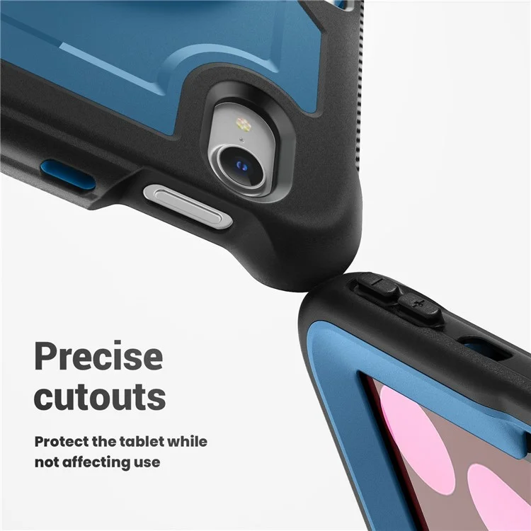 Чехол для iPad mini (2024) / (2021) с ручным ремнем, подставкой, корпусом из ПК + ТПУ, плечевым ремнем и держателем для карандаша - темно-синий