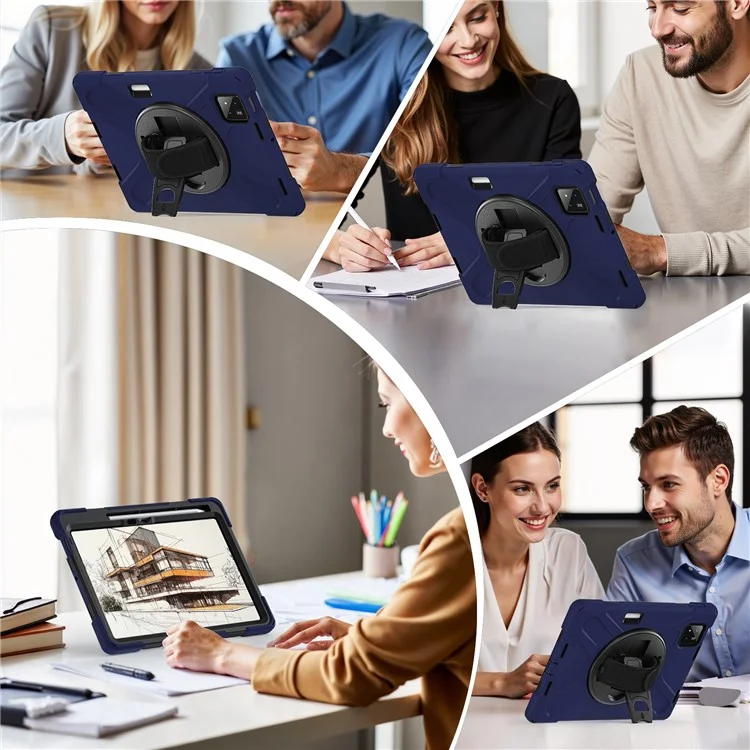 Custodia per Xiaomi Pad 7 in TPU + PC + silicone con supporto antiscivolo - blu navy