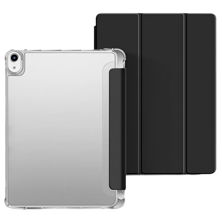 Compra al por mayor de funda para iPad Air 11 (2024) transparente antiimpactos con función de activación/reposo automática de piel sintética - Negro