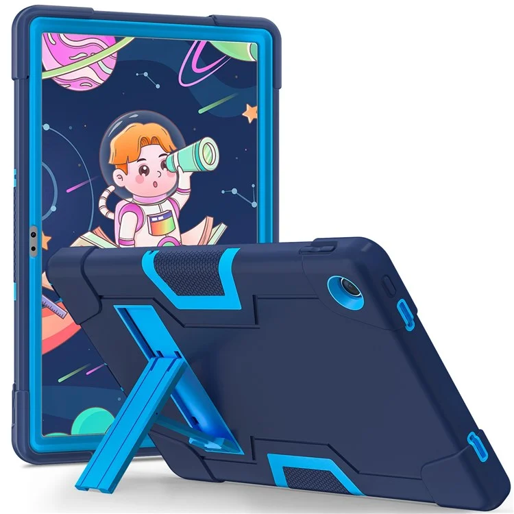 Pour Lenovo Tab M10 Plus (Gen 3) 125fu / 128fu Case de Protection Robot Modèle Silicone + Tablette pc Tablette Anti-scrat - Bleu Marine / Bleu