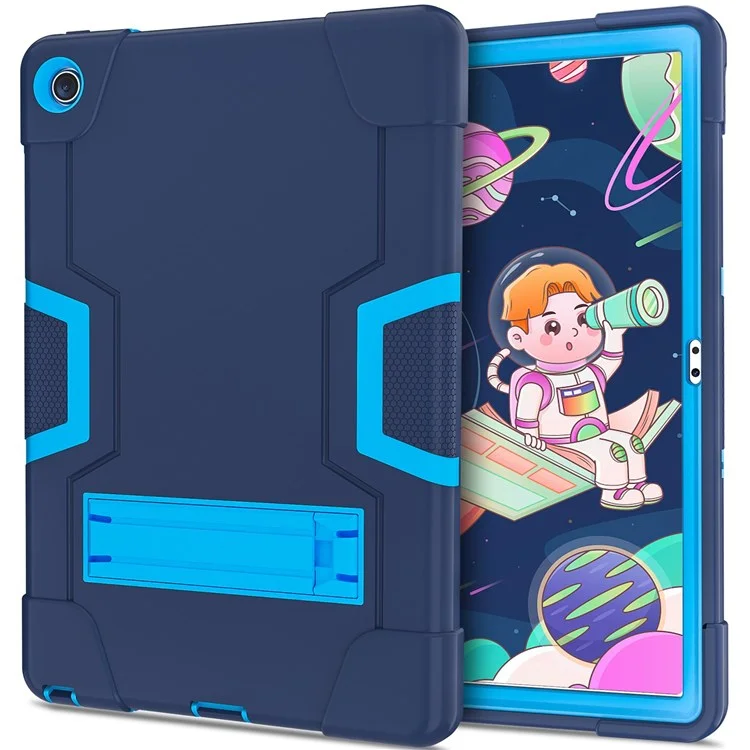 Pour Lenovo Tab M10 Plus (Gen 3) 125fu / 128fu Case de Protection Robot Modèle Silicone + Tablette pc Tablette Anti-scrat - Bleu Marine / Bleu