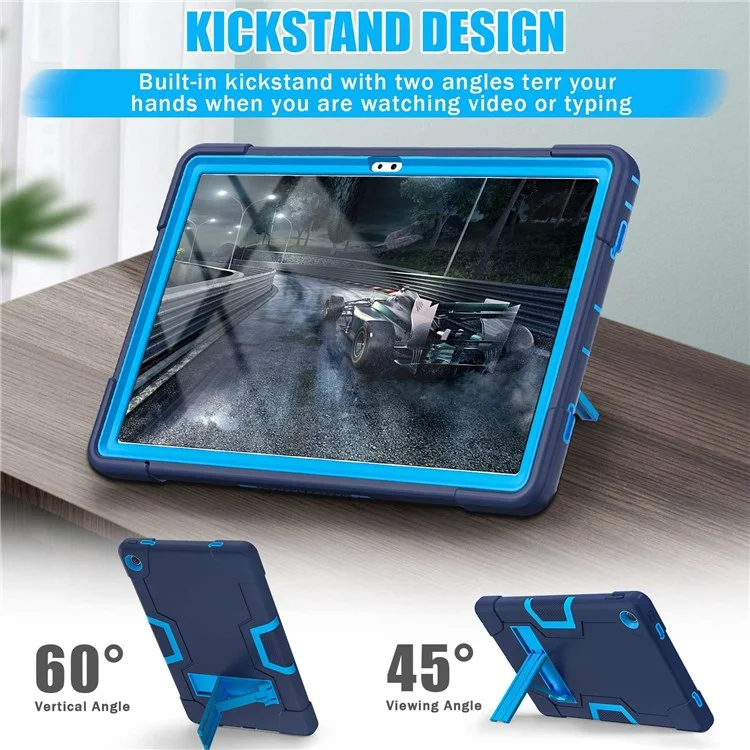 Pour Lenovo Tab M10 Plus (Gen 3) 125fu / 128fu Case de Protection Robot Modèle Silicone + Tablette pc Tablette Anti-scrat - Bleu Marine / Bleu