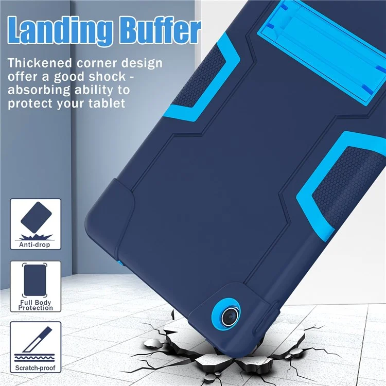 Pour Lenovo Tab M10 Plus (Gen 3) 125fu / 128fu Case de Protection Robot Modèle Silicone + Tablette pc Tablette Anti-scrat - Bleu Marine / Bleu