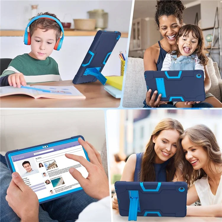Pour Lenovo Tab M10 Plus (Gen 3) 125fu / 128fu Case de Protection Robot Modèle Silicone + Tablette pc Tablette Anti-scrat - Bleu Marine / Bleu