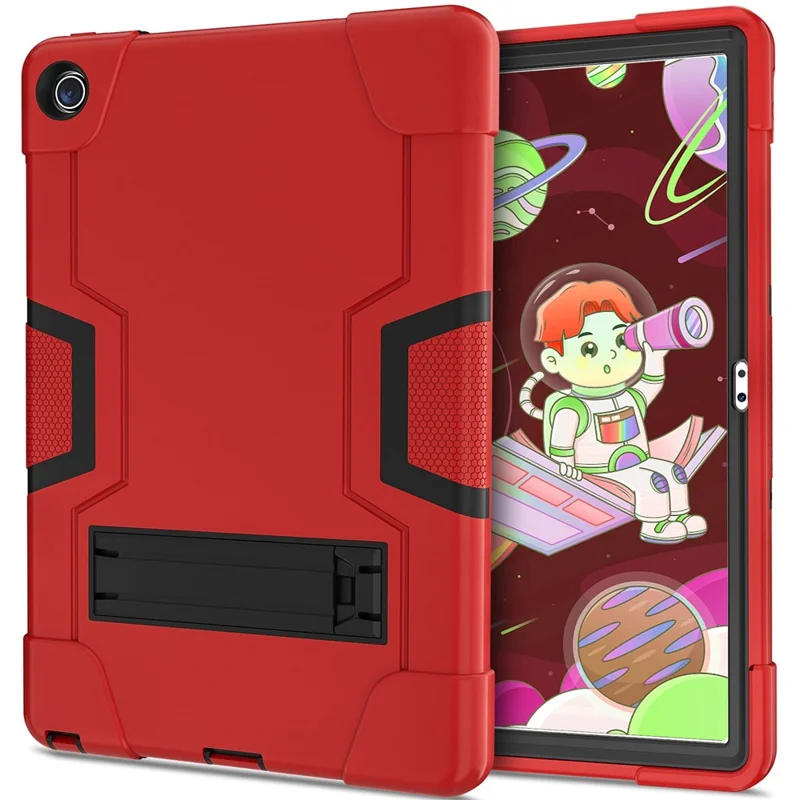 For Lenovo Tab M10 Plus (3rd Gen) / Xiaoxin Pad 2022 10.6 inch 125FU / 128FU Protective Case Robot Pattern Silicone+PC Tablet Anti-Scratch Cover Shockproof Portable Kickstand Case - Red / Black