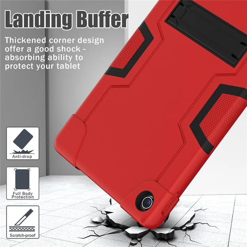 For Lenovo Tab M10 Plus (3rd Gen) / Xiaoxin Pad 2022 10.6 inch 125FU / 128FU Protective Case Robot Pattern Silicone+PC Tablet Anti-Scratch Cover Shockproof Portable Kickstand Case - Red / Black