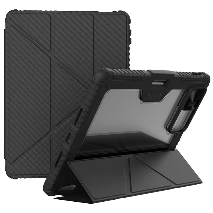 Custodia in pelle Bumper Pro NILLKIN per Xiaomi Pad 7 Pro / Pad 7 Coperchio scorrevole per la fotocamera Origami Stand Custodia per tablet Risveglio / Sospensione automatica - Nero