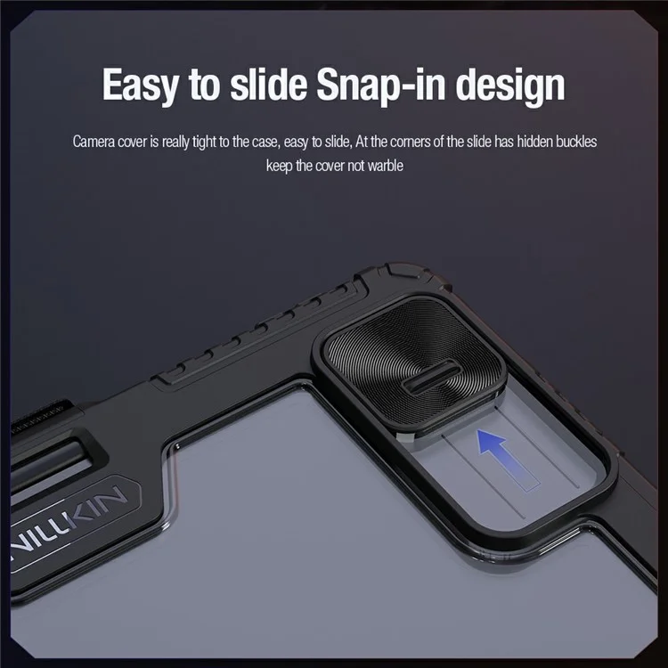 Custodia in pelle Bumper Pro NILLKIN per Xiaomi Pad 7 Pro / Pad 7 Coperchio scorrevole per la fotocamera Origami Stand Custodia per tablet Risveglio / Sospensione automatica - Nero