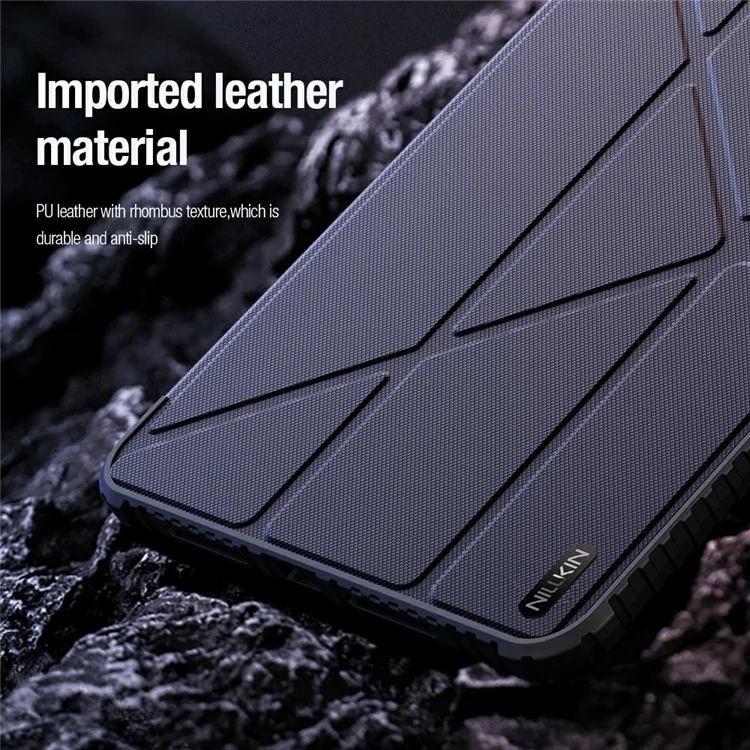 Custodia in pelle Bumper Pro NILLKIN per Xiaomi Pad 7 Pro / Pad 7 Coperchio scorrevole per la fotocamera Origami Stand Custodia per tablet Risveglio / Sospensione automatica - Nero