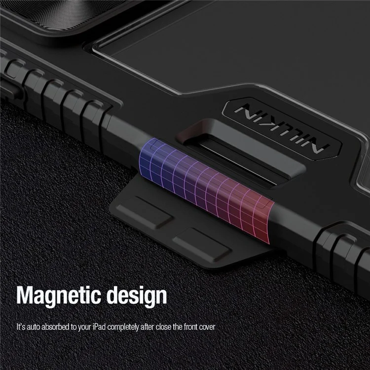 Custodia in pelle Bumper Pro NILLKIN per Xiaomi Pad 7 Pro / Pad 7 Coperchio scorrevole per la fotocamera Origami Stand Custodia per tablet Risveglio / Sospensione automatica - Nero