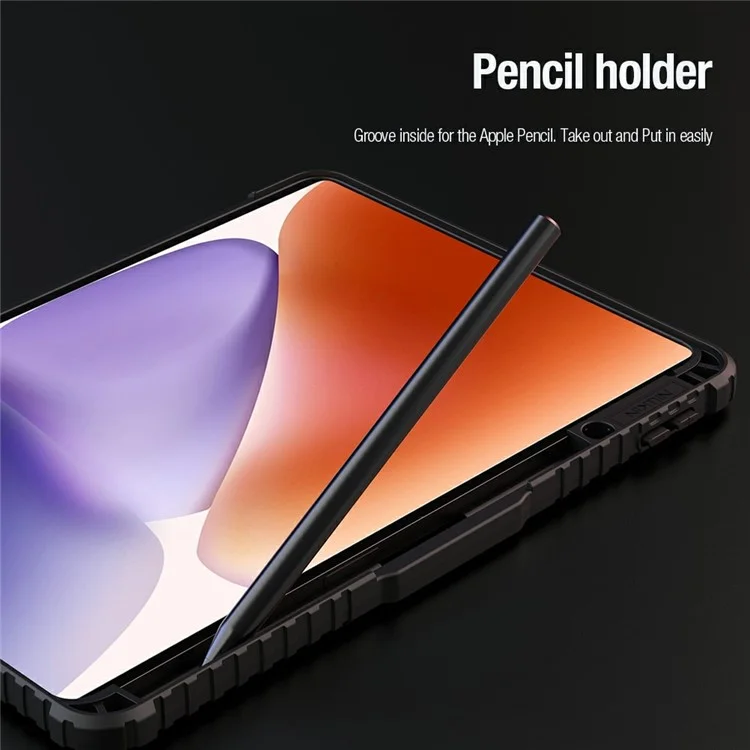 Custodia in pelle Bumper Pro NILLKIN per Xiaomi Pad 7 Pro / Pad 7 Coperchio scorrevole per la fotocamera Origami Stand Custodia per tablet Risveglio / Sospensione automatica - Nero