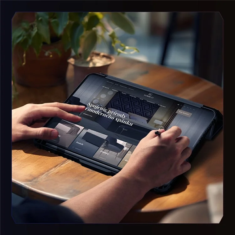 Custodia in pelle Bumper Pro NILLKIN per Xiaomi Pad 7 Pro / Pad 7 Coperchio scorrevole per la fotocamera Origami Stand Custodia per tablet Risveglio / Sospensione automatica - Nero