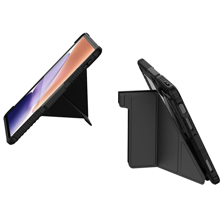 Custodia in pelle Bumper Pro NILLKIN per Xiaomi Pad 7 Pro / Pad 7 Coperchio scorrevole per la fotocamera Origami Stand Custodia per tablet Risveglio / Sospensione automatica - Nero