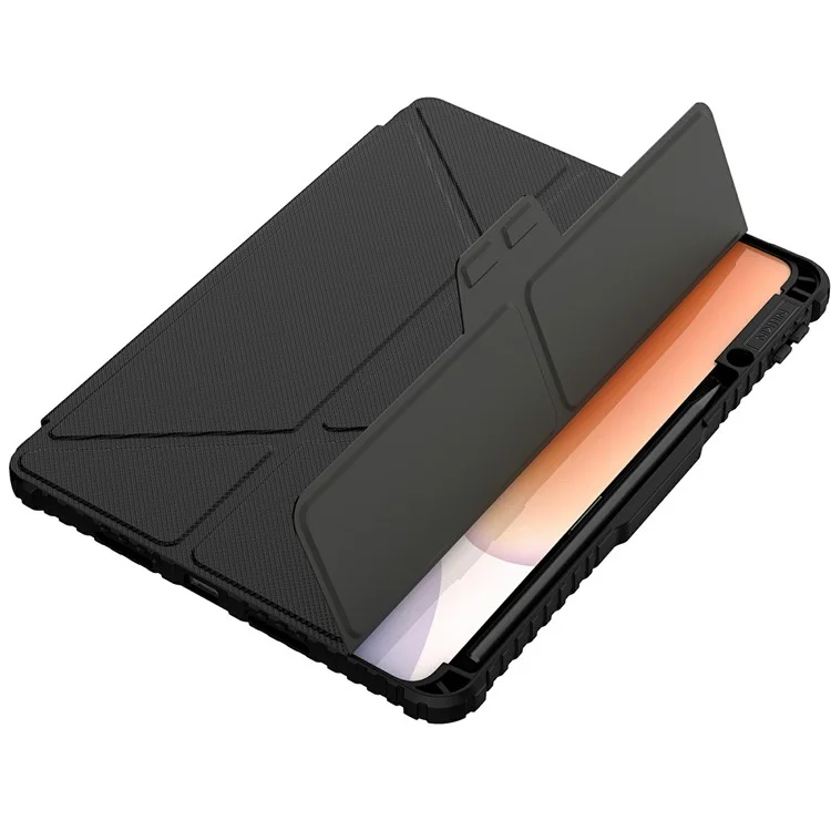 Custodia in pelle Bumper Pro NILLKIN per Xiaomi Pad 7 Pro / Pad 7 Coperchio scorrevole per la fotocamera Origami Stand Custodia per tablet Risveglio / Sospensione automatica - Nero