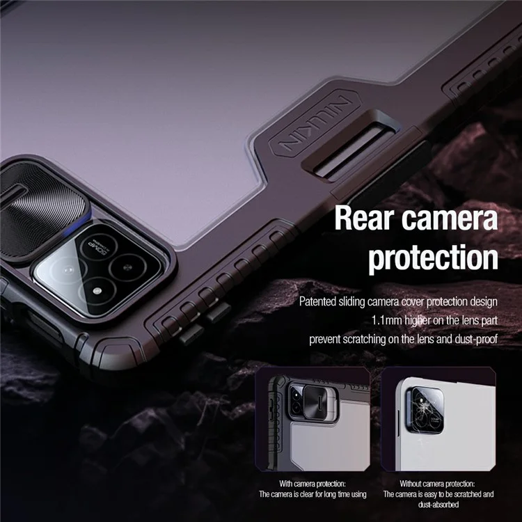 Custodia in pelle Bumper Pro NILLKIN per Xiaomi Pad 7 Pro / Pad 7 Coperchio scorrevole per la fotocamera Origami Stand Custodia per tablet Risveglio / Sospensione automatica - Nero