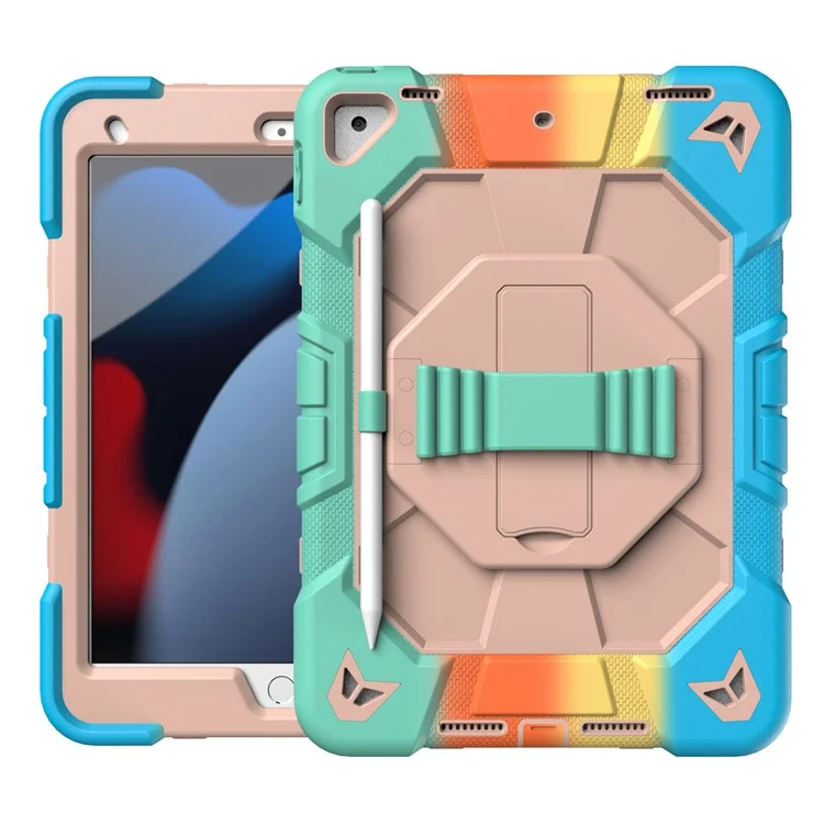 Чехол для планшета для iPad 10.2 (2021) / (2020) / (2019) ПК + силиконовый ремешок для запястья Защитная крышка - Радуга