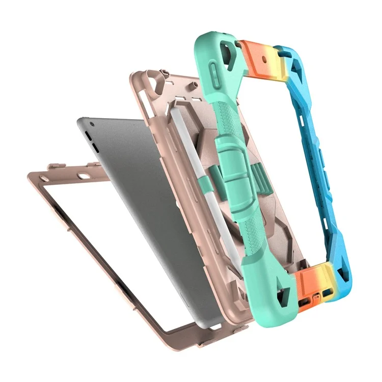 Чехол для планшета для iPad 10.2 (2021) / (2020) / (2019) ПК + силиконовый ремешок для запястья Защитная крышка - Радуга