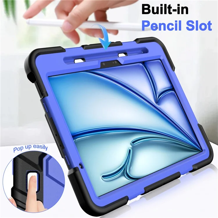 Étui pour iPad Air 11 (2024) avec support et sangle de poignet, en PC et silicone - Arc-en-ciel