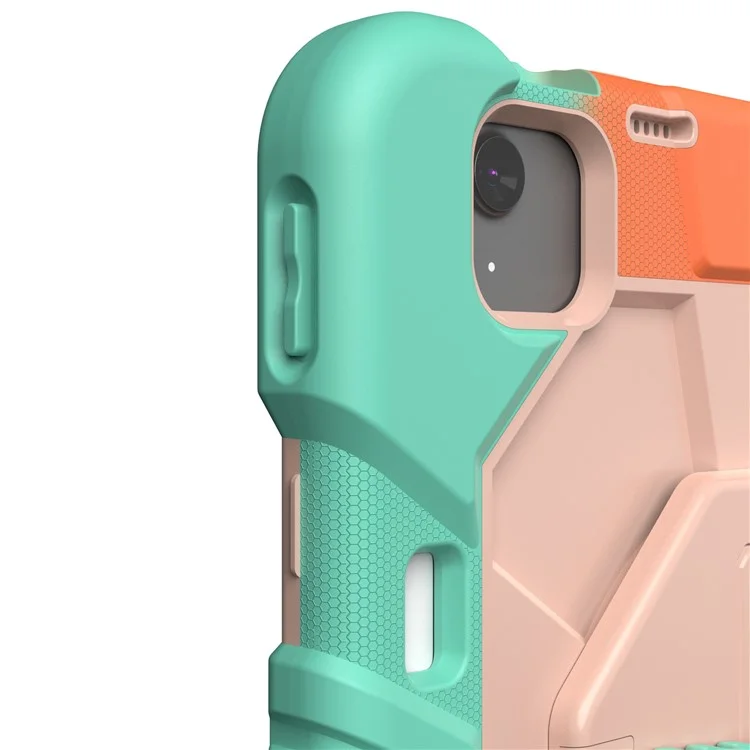 Étui pour iPad Air 11 (2024) avec support et sangle de poignet, en PC et silicone - Arc-en-ciel