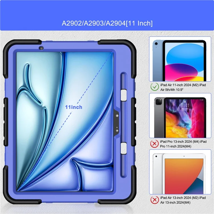 Étui pour iPad Air 11 (2024) avec support et sangle de poignet, en PC et silicone - Arc-en-ciel
