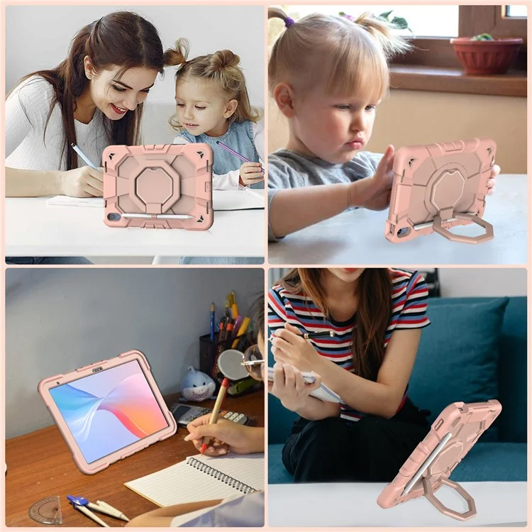 Étui pour iPad 10.9 (2022) avec poignée et support, en PC + silicone - Arc-en-ciel