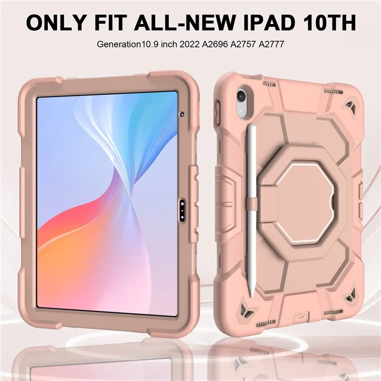 Étui pour iPad 10.9 (2022) avec poignée et support, en PC + silicone - Arc-en-ciel