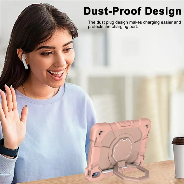 Étui pour iPad 10.9 (2022) avec poignée et support, en PC + silicone - Arc-en-ciel