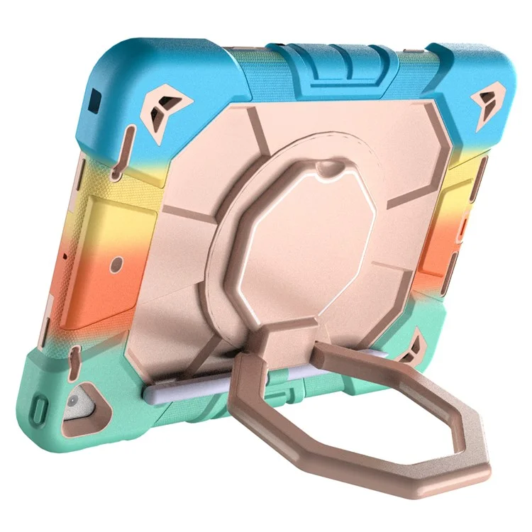 Étui pour tablette pour iPad 10.2 (2021) / (2020) / (2019) - Couverture en PC + silicone avec poignée et support - Arc-en-ciel