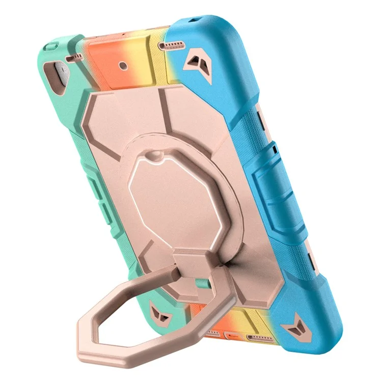 Étui pour tablette pour iPad 10.2 (2021) / (2020) / (2019) - Couverture en PC + silicone avec poignée et support - Arc-en-ciel