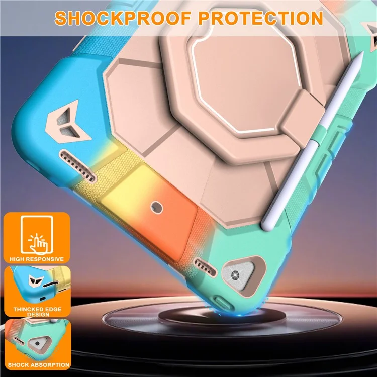 Étui pour tablette pour iPad 10.2 (2021) / (2020) / (2019) - Couverture en PC + silicone avec poignée et support - Arc-en-ciel