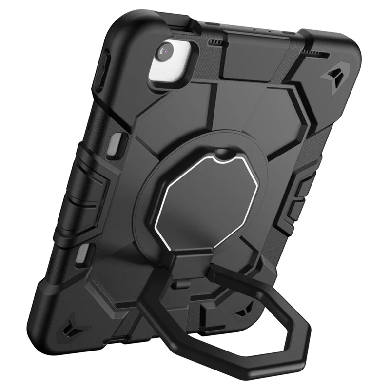 For iPad Air 11 (2025) / (2024) Case with Hand Grip Kickstand PC + Silicone Tablet Cover - Black