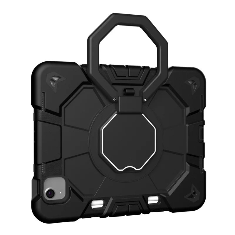 For iPad Air 11 (2025) / (2024) Case with Hand Grip Kickstand PC + Silicone Tablet Cover - Black