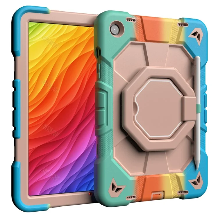 Für Samsung Galaxy Tab A9+ Hülle mit Handgriff Ständer PC + Silikon Tablet Cover - Regenbogen