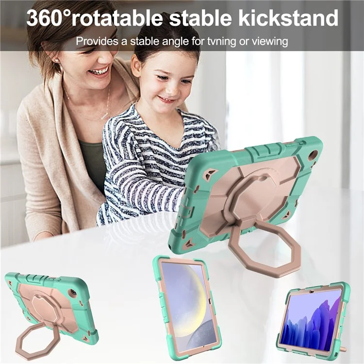 Für Samsung Galaxy Tab A9+ Hülle mit Handgriff Ständer PC + Silikon Tablet Cover - Regenbogen