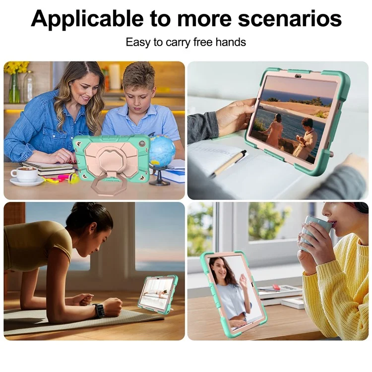 Für Samsung Galaxy Tab A9+ Hülle mit Handgriff Ständer PC + Silikon Tablet Cover - Regenbogen