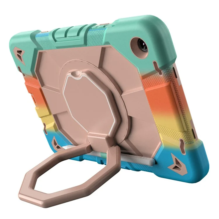 Für Samsung Galaxy Tab A9+ Hülle mit Handgriff Ständer PC + Silikon Tablet Cover - Regenbogen