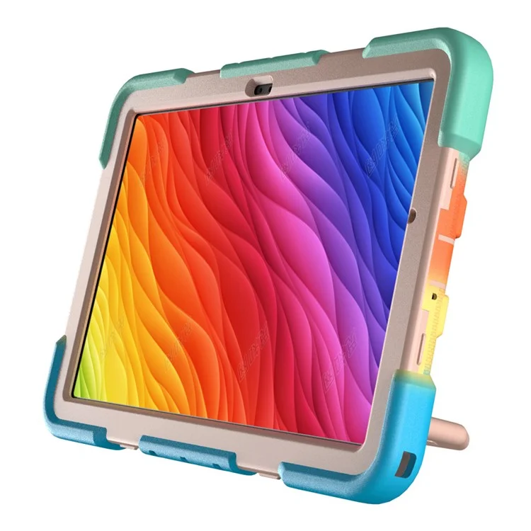 Für Samsung Galaxy Tab A9+ Hülle mit Handgriff Ständer PC + Silikon Tablet Cover - Regenbogen