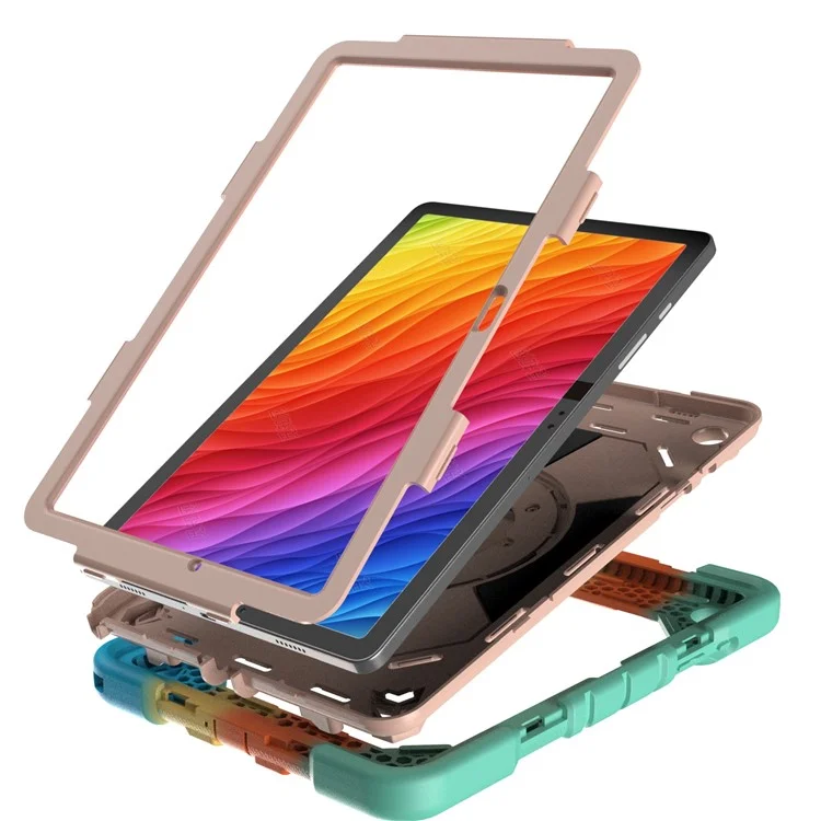 Für Samsung Galaxy Tab A9+ Hülle mit Handgriff Ständer PC + Silikon Tablet Cover - Regenbogen