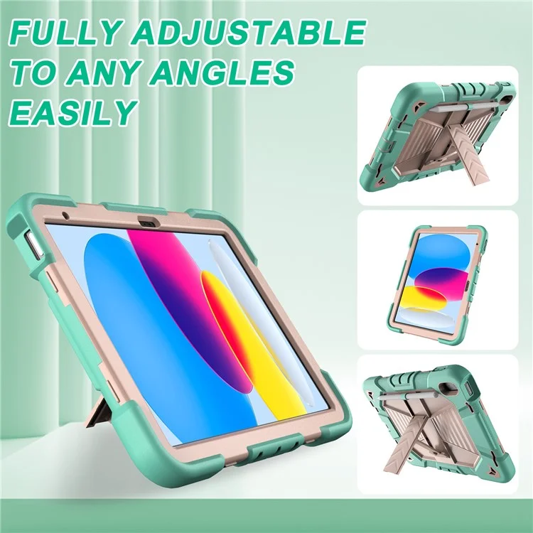 Capa para tablet iPad 10.9 (2022) com suporte PC + Capa protetora de silicone à prova de choque - Arco-íris