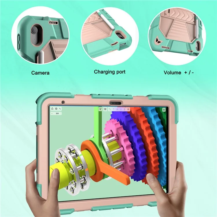 Capa para tablet iPad 10.9 (2022) com suporte PC + Capa protetora de silicone à prova de choque - Arco-íris