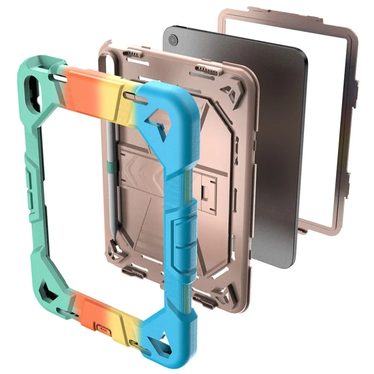 Capa para tablet iPad 10.9 (2022) com suporte PC + Capa protetora de silicone à prova de choque - Arco-íris