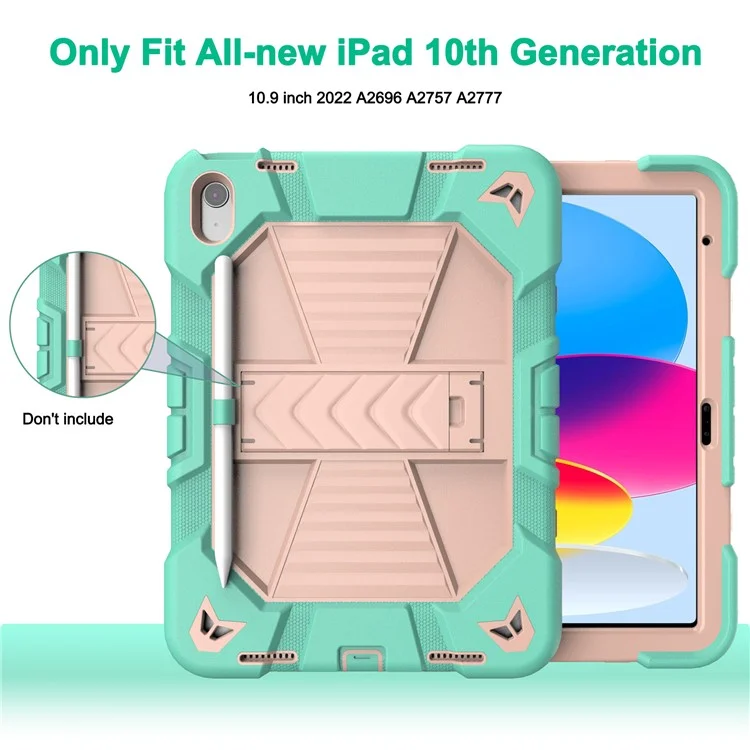 Capa para tablet iPad 10.9 (2022) com suporte PC + Capa protetora de silicone à prova de choque - Arco-íris