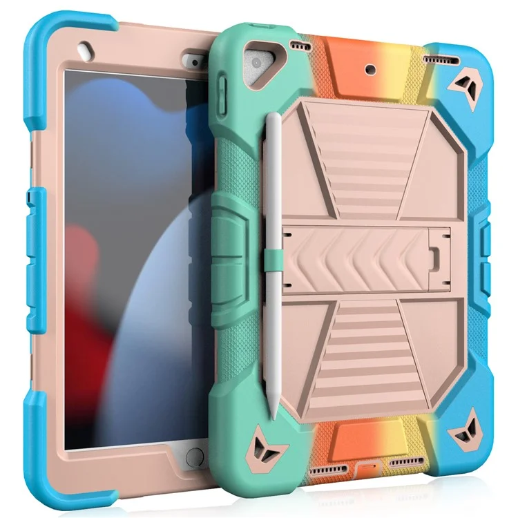 Tablet-Hülle mit Ständer für iPad 10.2 (2021) / (2020) / (2019) PC + stoßfeste Silikonschutzhülle - Regenbogen