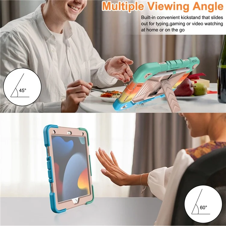 Tablet-Hülle mit Ständer für iPad 10.2 (2021) / (2020) / (2019) PC + stoßfeste Silikonschutzhülle - Regenbogen