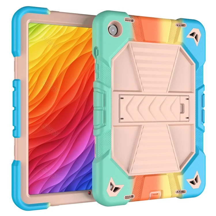Capa para tablet Samsung Galaxy Tab A9+ com suporte, proteção de PC + silicone à prova de choques - Arco-íris