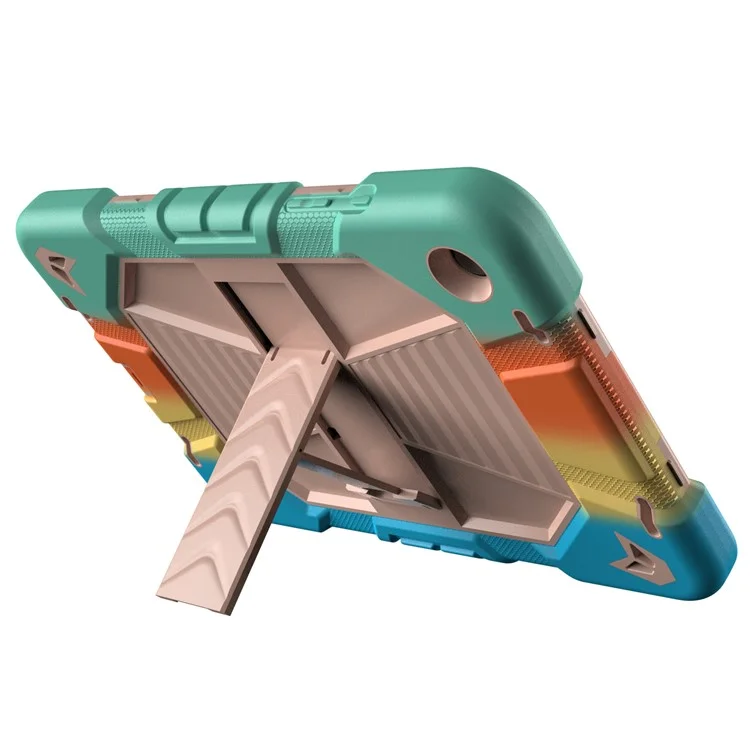 Capa para tablet Samsung Galaxy Tab A9+ com suporte, proteção de PC + silicone à prova de choques - Arco-íris
